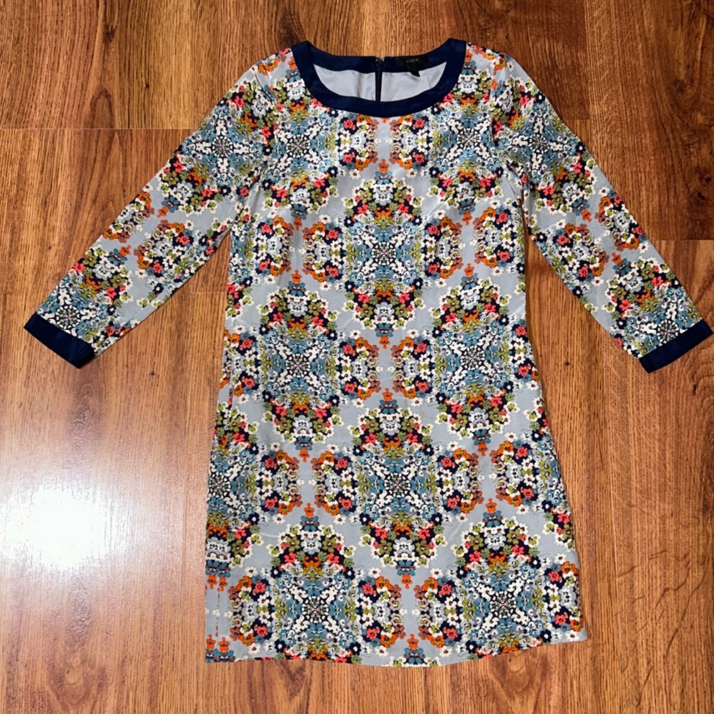J. Crew Women’s Size 0 Midi Shift Silk Floral Lined Dress